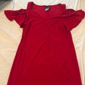 Red cold shoulder dress